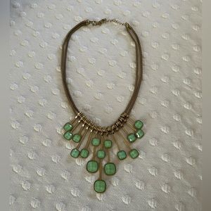 Gold necklace with blue/green faux flat stones